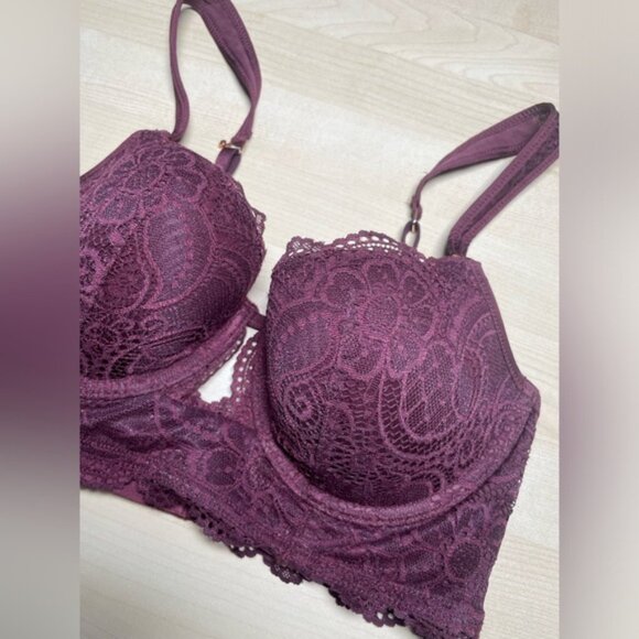 Aerie 34C Bra Lace Sexy Real Power Balconette Feminine 34 C Light Lined Romantic - Picture 10 of 16